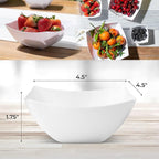 Posh Setting - White Plastic Serving Bowls for Party (8oz - 4 Pack) Square, Disposable, Salad & Fruit Bowls for Party Table, Candy Containers for Candy Buffet