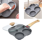 4-Cup Aluminum Nonstick Egg Pan with Lid, Suitable for Gas Stove & Induction Cookware
