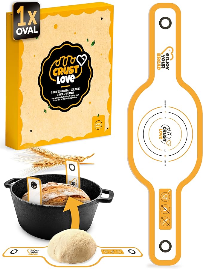 Silicone Bread Sling for Dutch Oven – Non-Stick Sourdough Sling & Baking Mat – Reusable & Easy to Clean – Heat Resistant to 480°F – Silicone Sourdough Sling for Artisan Bread Baking Supplies
