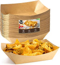 ZORRITA 5 LB Extra Large Paper Food Trays, 50 Pack Disposable Nacho Trays Kraft Paper Food Boats Party Serving Baskets for Sandwiches Burgers Popcorns Snacks