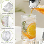 Hobnail Drinking Glasses Set of 8, 10 Oz Kitchen Water Glasses Cup & 12 Oz Vintage Cocktail Glasses Drinkware Set for Whisky, Juice, Wine, Milk