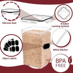 PRAKI Large Airtight Food Storage Containers with Lids, 10PCS Plastic Cereal Storage Containers, Kitchen & Pantry Organizers and Storage for Sugar, Flour, Baking Supplies with Lables & Mark