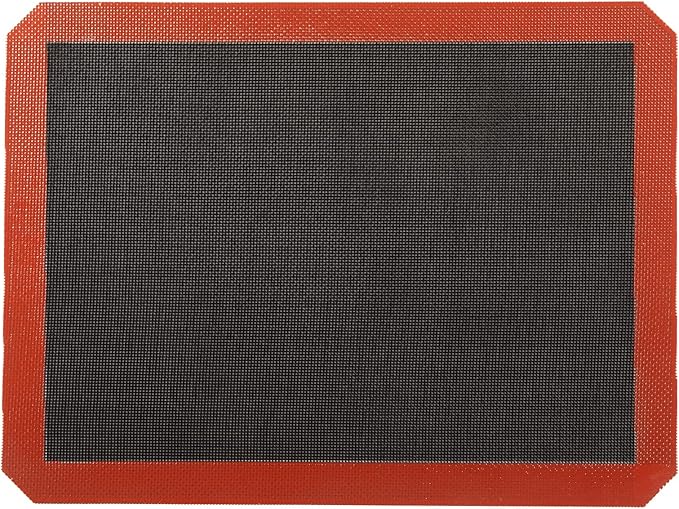 Silicone Baking Mat with Microperforated,Non Slip Reusable Eclair perforated Baking Sheets,Oven Liner for Oven, Cookie Tray, Pizza Mat, Heat Resistant,16.5 * 11.6 inch (1, Red)