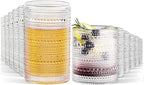 Hobnail Drinking Glasses Set of 12, 12 oz Highball Glassware & 10 oz Cocktail Glasses, Vintage Embossed Beaded Glass Cups for Kitchen,Beer,Soda, Whiskey,and Beverages,Dishwasher Safe