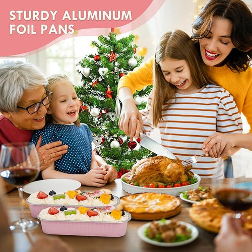 25 Pack Mini Loaf Pans with Lids and Spoons Sealing Sticker, 6.8oz Mini Cake Pans for Baking, Disposable Aluminum Foil Loaf Pans, Pink Loaf Baking Pans, Small Cake Containers With Lids
