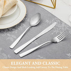 60 Piece Silverware Set Service for 12,Premium Stainless Steel Flatware Set,Mirror Polished Cutlery Utensil Sets,Durable Home Kitchen Eating Tableware Sets,Include Fork Knife Spoon,Dishwasher Safe