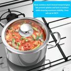 Stainless Steel Pots and Pans Set, 7-Piece Kitchen Cookware Sets with Glass Lids, Stay-Cool Handle, Oven Safe, Works with Induction/Electric and Gas Cooktops, Dishwasher