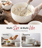 Lareina Ceramic Large Mixing Bowls Set of 4, Nesting Bowls for Cooking, Baking, Salad Etc, Serving Bowls, Mother's Day & Housewarming Gift, Microwave/Dishwasher Safe - 20/44/98/145 OZ, Ivory White