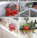 Cute Hanging Sponge Holder with Drainage & Legs, 3D Printed Funny Sink Stand for Round Sponges, Aesthetic Kitchen Sink Edge Organizer, Countertop Decor, Quick-Drying Storage Cleaning Gadget