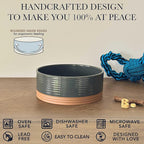 Mora Ceramic Pet Bowl - Large Food/Water Dish for Large Dogs, Cats, Great Dane, Mastiff - 50oz or 8 Cups - Basic Bowls - Charcoal