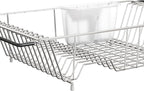 Simple Houseware Large Over Sink Counter Top Stainless Steel Dish Drainer Drying Rack with Utensil Holder, Chrome