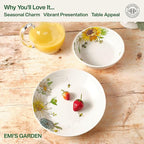 Fitz and Floyd Emi's Garden Floral Set of 2 Serving Bowls, 10.5 Inch, 8.5 Inch