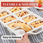 FUNBAKY Metal Reinforced Silicone Mini Loaf Pan, 8-Cavity Nonstick Mini Bread Pans for Baking Bread, Cakes, Brownies, Meatloaf, Jellies Oven Dishwasher Safe