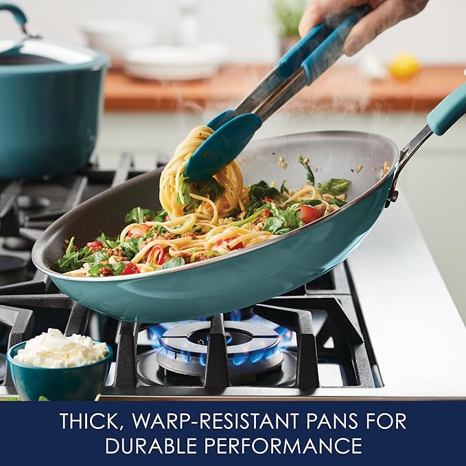 Rachael Ray Cook + Create Nonstick Frying Pan/Skillet, 12.5 Inch, Agave Blue