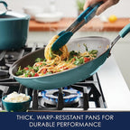 Rachael Ray Cook + Create Nonstick Frying Pan/Skillet, 12.5 Inch, Agave Blue
