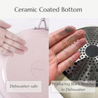 UUKRAVE Nonstick Ceramic Frying Pan Set, Healthy Ceramic Pan for Cooking with Stainless Steel Handle, Non-Toxic, PFAS/PTFE/PFOA-Free, Induction Compatible, Dishwasher & Oven Safe, 8"/9.5"/11", Pink