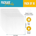 Refrigerator Liners for Shelves (16 Pack) by Linda’s Essentials - Non-Adhesive Shelf or Drawer Liner, BPA-Free Fridge Mats for Kitchen & Cabinets, Easy to Clean, Ideal Household Essentials (Clear)