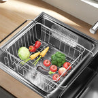Fanbsy Dish Drying Rack in Sink, Extendable Stainless Steel Dish Drainers for Kitchen Counter, Anti-Rust Dish Dryer Rack with Utensil & Cup Holders, for Inside Sink, Over The Sink