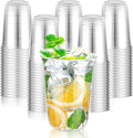 KesaPlan 50 Pcs 16oz Clear Plastic Cups Disposable Wine Cups Round Bottom Stemless Disposable Wine Glasses for Cocktails Birthdays Weddings Party Supplies