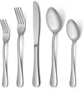40 Piece Silverware Set, LIANYU Flatware Cutlery Set for 8, Include Knife Fork Spoon, Fancy Satin Finish Eating Utensils Tableware for Home Restaurant Party, Matte Finish, Dishwasher Safe