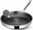 Non Stick Frying Pans, 12-inch Hybrid Frying Pans Nonstick Stainless Steel Skillets, Dishwasher & Oven-Safe, Stay-Cool Handle, PFOA Free Cookware, Compatible with All Cooktops