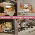 Bentgo Glass Salad Container - 7.6-Cup Salad Bowl with Airtight Lid, Leak-Proof Sauce Container, 4-Compartment Bento Tray & Reusable Fork - BPA-Free for Meal Prep, Office & More (Rose)