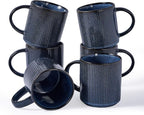 famiware Coffee Mug Set for 6, Star 16 oz Catering Mugs Cup Set with Handle for Coffee, Tea, Cocoa, Milk - Ceramic Stoneware Drinkware Set, Nebulas Blue