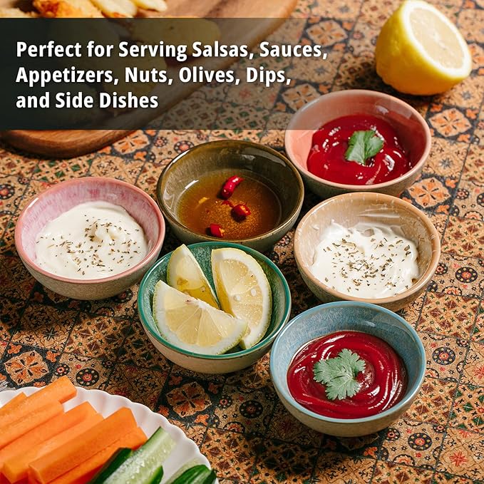 Brew To A Tea BTaT- Ceramic Dipping Bowls, 3.5 oz, 3.5 Inches, Soy Sauce Dish Ceramic, Small Serving Bowls for Side Dishes, Condiment, Sauces & Nuts, Chip-Resistant Dishwasher & Microwave Safe