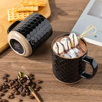 GBhome Large Coffee Mugs Set of 4, 16oz Handmade Stoneware Coffee Mugs Set with Large Handle for Cappuccino/Latte/Tea/Hot Cocoa, Dishwasher & Microwave Safe, Black