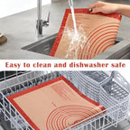 Non-slip Silicone Pastry Mat Extra Large with Measurements 36''By 24'' for Baking Mat, Counter/Dough Rolling/Oven Liner/Fondant/Pie Crust（Red） (Pack of 2)