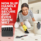 Scrub Brush Set of 6 pcs - Cleaning Shower Scrubbers with Squeegee for Shower Glass and Adhesive Wall Hooks Including Grout Cleaner Brush, Scrub Brushes for Cleaning Bathroom, Shower, Tile, Bathtub