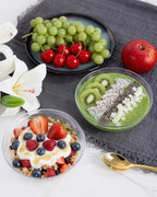 bUCLA 50 Pack Clear Plastic Serving Bowls - 24oz Disposable Salads, Cereal, Fruit, Dessert & Soup Bowls for Wedding & Party