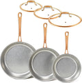 KOKHUB Tri-Ply Stainless Steel Frying Pans Set, 8"/9.5"/11" Vintage Cooking Pans with Lids, PFOA/PTFE/PFAS Free Skillet, Non-Toxic Induction Cookware, Dishwasher & Oven Safe, All Cooktops Compatible