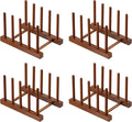 HBlife 4pcs Teak Dish Plate Bowl Cup Book Pot Lid Cutting Board Drying Rack Stand Drainer Storage Holder Organizer Kitchen Cabinet（Keep Dry）