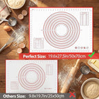 Silicone Baking Mat Non-Slip with Measurements & Conversion Chart, Large 27.5 x 19.7 Inch Baking Mat for Rolling Pin, Dough Kneading, Sourdough Bread Baking Supplies, Kitchen Silicone Mat