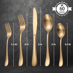 LIANYU 60 Piece Matte Gold Silverware Set for 12, Stainless Steel Gold Flatware Cutlery Set, Fancy Kitchen Utensil Tableware for Home Restaurant Party, Satin Finish, Dishwasher Safe