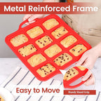 Silicone Mini Loaf Pan, 12 Cavities Metal Reinforced Frame Nonstick Food Grade for Baking Mini Bread, Brownie, Cornbread, Cheesecake and Chocolate (2 Pack)