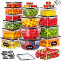 42 PCS Food Storage Containers with Lids (21 Containers & 21 Lids) - Reusable Plastic Food Containers for Kitchen Storage and Organization BPA-Free Leakproof Meal Prep Container with Labels & Pen