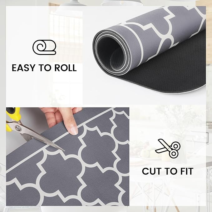 WISELIFE Dish Drying Mat Super Absorbent Drying Mat Large Dish Drying Mats for Kitchen Counter Easy Clean Dish Mat Kitchen Drying Mat15"x 18" Stylish Grey