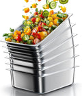 WantJoin Steam Table Hotel Pans 1/2 Half Size 4 Inch Deep 6 Pack, Stainless Steel Metal Tray Sets Food Storage Container for Restaurant Chafing Dishes Commercial Buffet Catering Supplies
