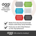 OGGI Anti Slip Serving Tray with Handles- Gray Rectangle Tray - Ideal Tray for Eating, Breakfast Tray, Food Tray, Appetizer Tray, Serving (Pack of 3), 5504.10