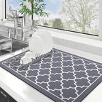 WISELIFE Dish Drying Mat Super Absorbent Drying Mat Large Dish Drying Mats for Kitchen Counter Easy Clean Dish Mat Kitchen Drying Mat16"x 24" Stylish Grey