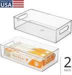 iDesign Stackable Fridge Bin - Storage Bin for Freezer or Pantry, Set of 2, Clear, Made in USA