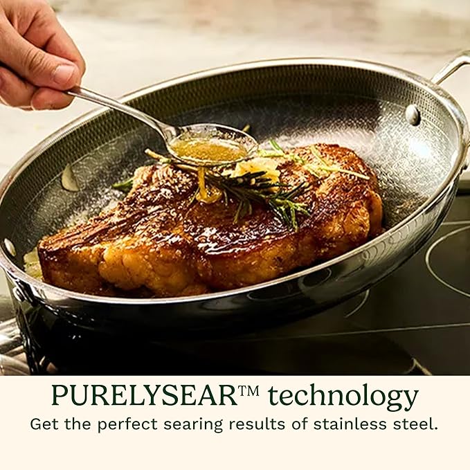 Cuisinart FusionPlus Hybrid Nonstick Stainless Steel Cookware, 12-Inch Round Griddle Pan with PFAS-Free PURELYSEAR Ceramic Technology, Scratch Proof, Cool Grip Handles, Dishwasher Safe