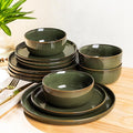 AmorArc Stoneware Dinnerware Sets,Round Reactive Glaze Ceramic Plates and Bowls Set,Highly Scrath Resistant | Dishwasher & Microwave Safe Dishes,Service for 6 (18pc)