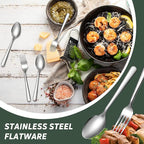 BBTO 100 Pcs Forks and Spoons Silverware Set Bulk Stainless Steel Flatware Cutlery Set 6.7'' Kitchen Utensils for Home Restaurant 50 Dinner Fork, 50 Teaspoon, Mirror Polished, Dishwasher Safe