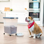 IRIS USA Dog Food Storage Container, Up to 54 Pounds, Attachable Wheels, For Dog Cat Bird and Other Pet Food Storage Bin, Keep Fresh, Easy Mobility - Made in USA, Navy
