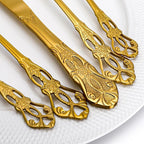 40 Pieces Gold Silverware Set for 8, Retro Royal Utensils Set Gold, Stainless Steel Flatware Dinnerware Set Including Forks Spoons and Knives Cutlery Set for Kitchen Wedding Party