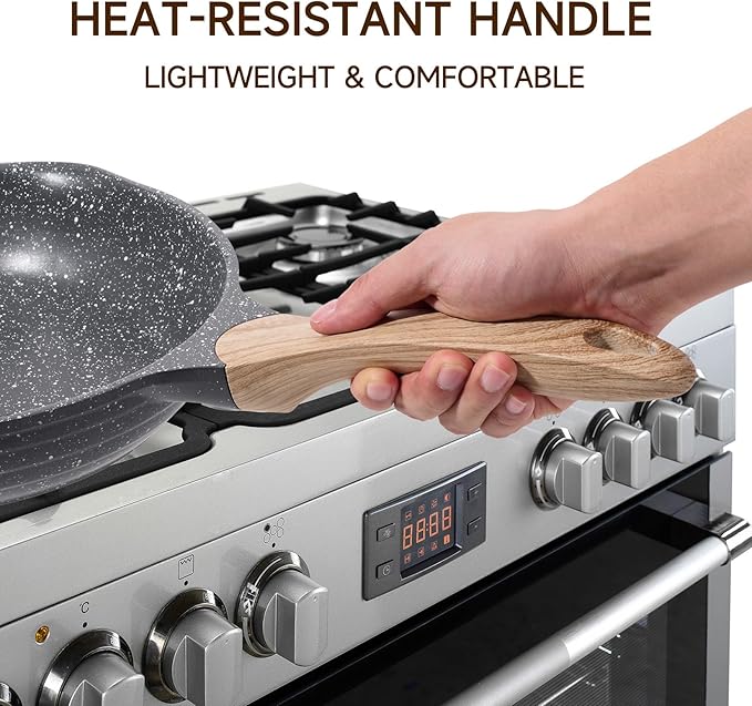JEETEE 12.5 Inch Nonstick Frying Pan, Stone Coating Cookware, Nonstick Omelette Pan with Heat-Resistant Handle, Compatible with All Stoves (Grey)