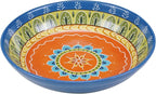 Valencia 13.25" x 3" Ceramic Serving/Pasta Bowl – Large Multicolor Boho Glazed Bowl, Microwave & Dishwasher Safe, Vibrant Tableware for Salads, Pasta, or Shared Dishes
